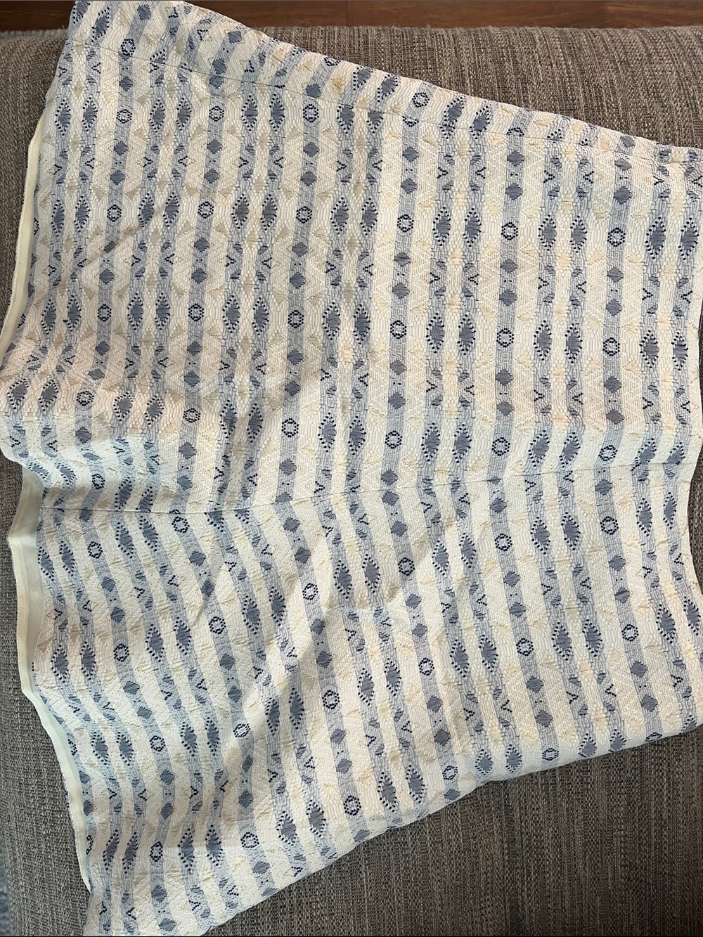 J. Crew Blue and White Midi Skirt with Geometric Stripe Pattern